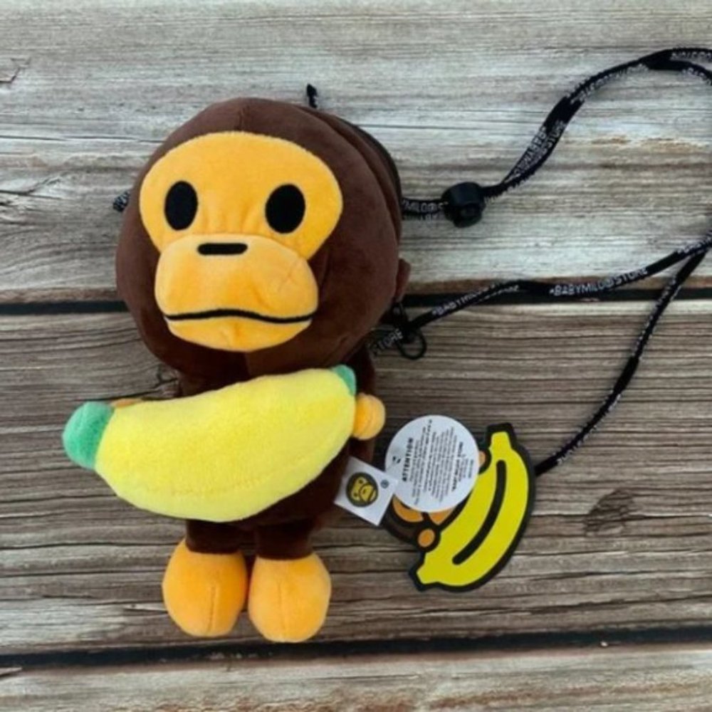 A Bathing Ape Baby Milo Banana Plush Mobile Phone Pouch Brown